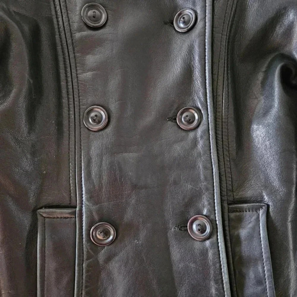 Rudsak Vintage Women's Double Breasted Moto Leather Biker Jacket Black Small. - Picture 7 of 16